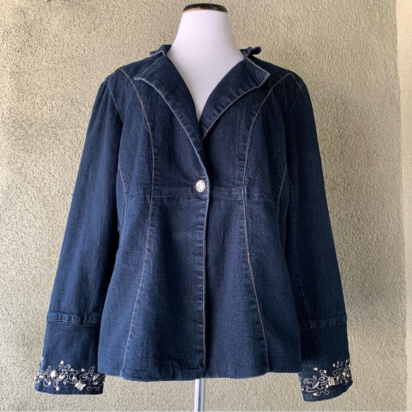 “Loom Loom Jeans” Dark Wash Denim Jean Jacket size 18W - Picture 2 of 12